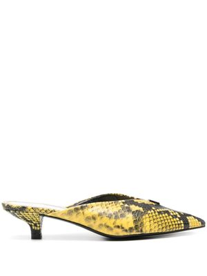 Bimba y Lola 45mm logo-plaque leather mules - Yellow