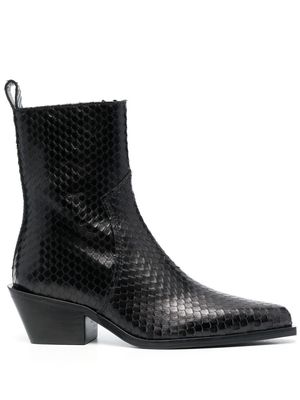 Bimba y Lola 45mm snakeskin-print leather boots - Black