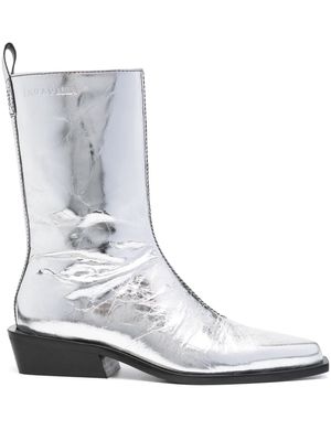 Bimba y Lola 50mm metallic-finish leather boots - Silver