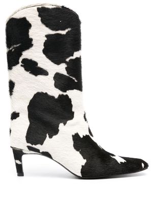 Bimba y Lola 60mm cow-print boots - White