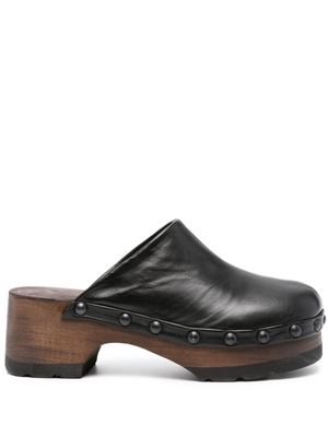 Bimba y Lola 60mm round-toe leather mules - Black