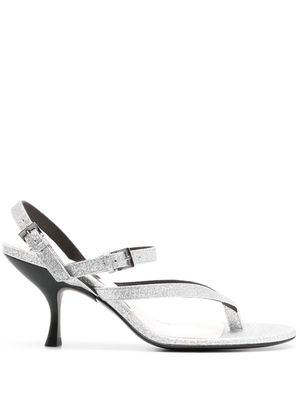 Bimba y Lola 75mm glittered sandals - Silver