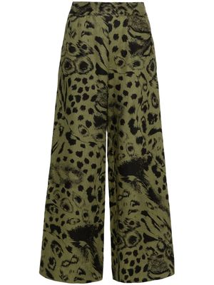 Bimba y Lola abstract-print linen trousers - Green