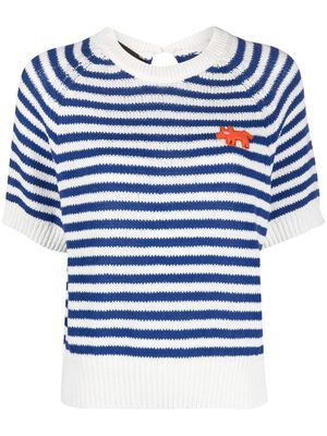 Bimba y Lola dog-embroidered striped knitted top - Blue