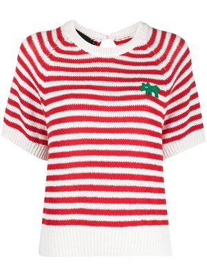 Bimba y Lola dog-embroidered striped knitted top