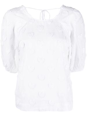 Bimba y Lola embroidered-heart cotton blouse - White