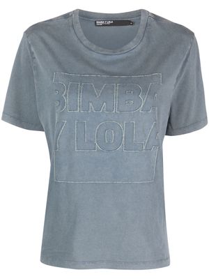 Bimba y Lola faded-effect logo-embroidered T-shirt - Blue
