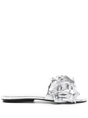 Bimba y Lola floral-appliqué leather sandals - Silver
