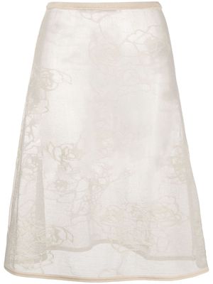 Bimba y Lola floral-embroidered ribbed-knit lurex miniskirt - Neutrals