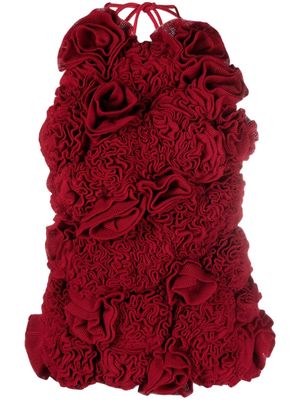 Bimba y Lola floral-motif ribbed 3D-knit top - Red