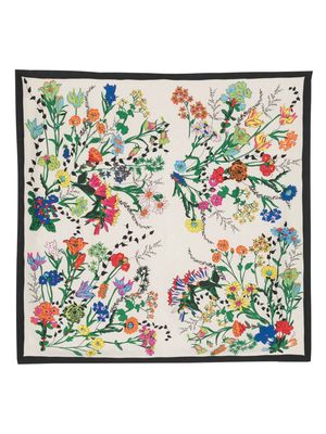 Bimba y Lola floral-print contrast-trim scarf - Neutrals