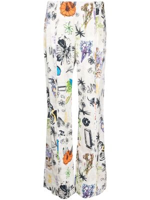 Bimba y Lola floral-print flared trousers - Neutrals