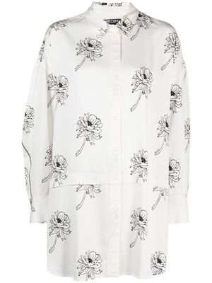 Bimba y Lola floral-print long-length shirt - White