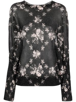 Bimba y Lola floral-print metallic-threading sweatshirt - Black