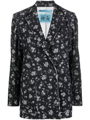 Bimba y Lola floral-print pleated blazer - Black