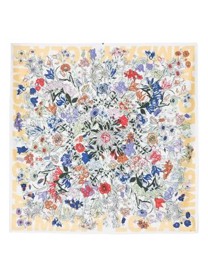Bimba y Lola floral-print satin scarf - White