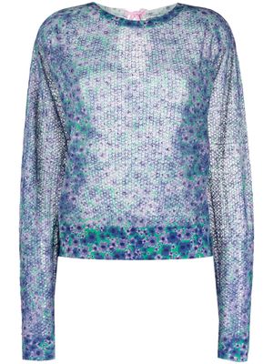 Bimba y Lola Flowers Full-print linen sweater - Purple