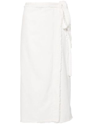 Bimba y Lola frayed-brim wrap midi skirt - White