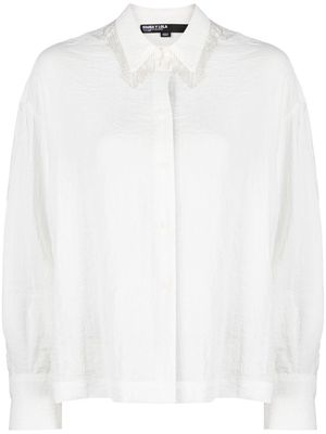 Bimba y Lola frayed-detail long-sleeve shirt - White
