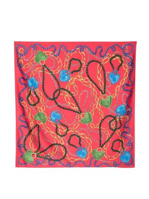 Bimba y Lola graphic-print square-shape scarf - Red