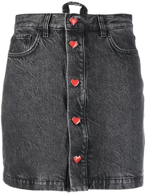 Bimba y Lola heart-button denim A-line miniskirt - Black