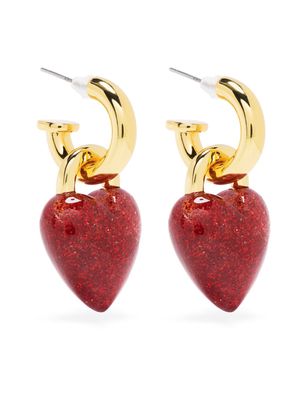 Bimba y Lola heart-pendant hoop earrings - Red