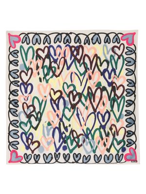Bimba y Lola heart-print satin scarf - Neutrals