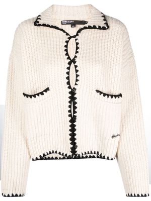 Bimba y Lola knitted buttoned logo-plaque cardigan - Neutrals