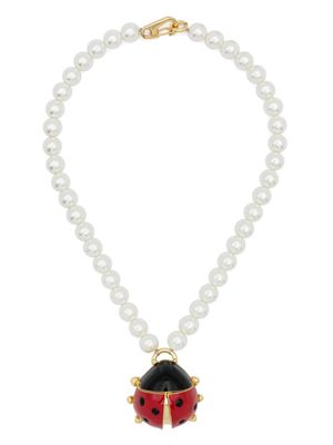 Bimba y Lola ladybug-pendant pearl necklace - White