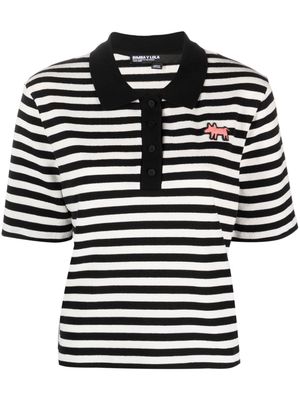 Bimba y Lola logo-appliqué striped polo shirt - Black