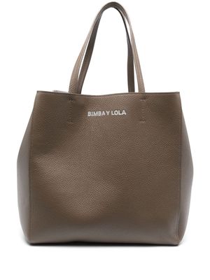 Bimba y Lola logo-lettering leather tote bag - Brown