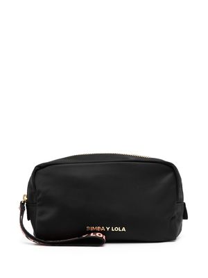 Bimba y Lola logo-lettering rectangle makeup bag - Black