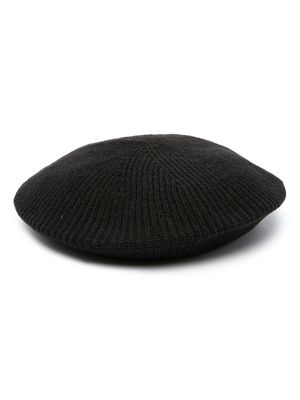 Bimba y Lola logo-patch ribbed-knit beret - Black