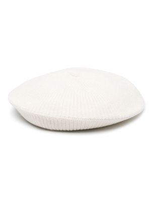 Bimba y Lola logo-patch ribbed-knit beret - White