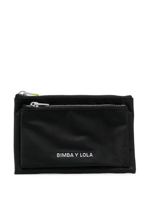 Bimba y Lola logo-plaque zipped wallet - Black