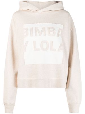 Bimba y Lola logo-print cotton hoodie - Neutrals