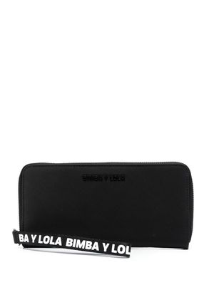 Bimba y Lola logo-strap zip-around purse - Black