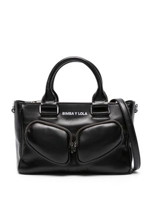 Bimba y Lola medium Pocket leather tote bag - Black