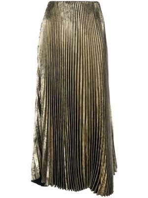 Bimba y Lola metallic-effect pleated midi skirt - Gold