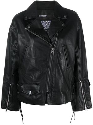 Bimba y Lola off-centre leather jacket - Black