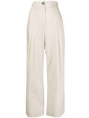 Bimba y Lola pleated wide-leg cotton trousers - Neutrals