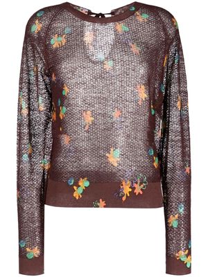 Bimba y Lola Spray Flowers linen sweater - Brown