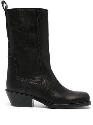 Bimba y Lola square-toe leather boots - Black