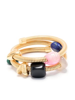 Bimba y Lola stone-beads spiral bracelet - Gold