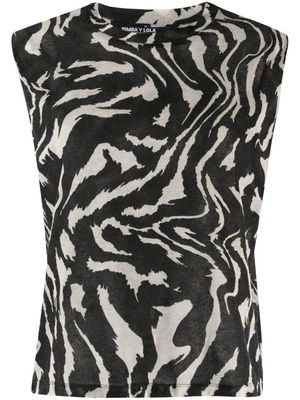 Bimba y Lola Tiger Liquid-print sleeveless T-shirt - Black
