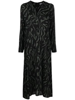 Bimba y Lola tiger-print long-sleeve midi dress - Black