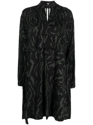 Bimba y Lola tiger-print ruffle-detail midi dress - Black