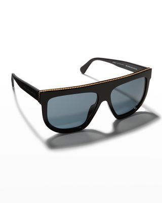 Bio-Acetate Aviator Sunglasses w/ Chain Strap
