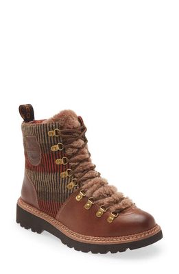 bionica Darlene Combat Boot with Genuine Shearling Trim in Whiskey