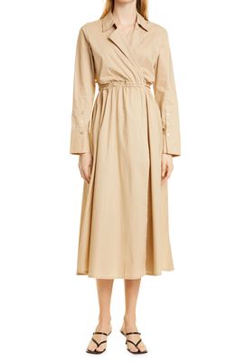 Birgitte Herskind David Long Sleeve Organic Cotton Midi Dress in Desert
